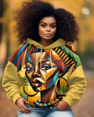 African Art Abstract Women Long-sleeved Hoodie