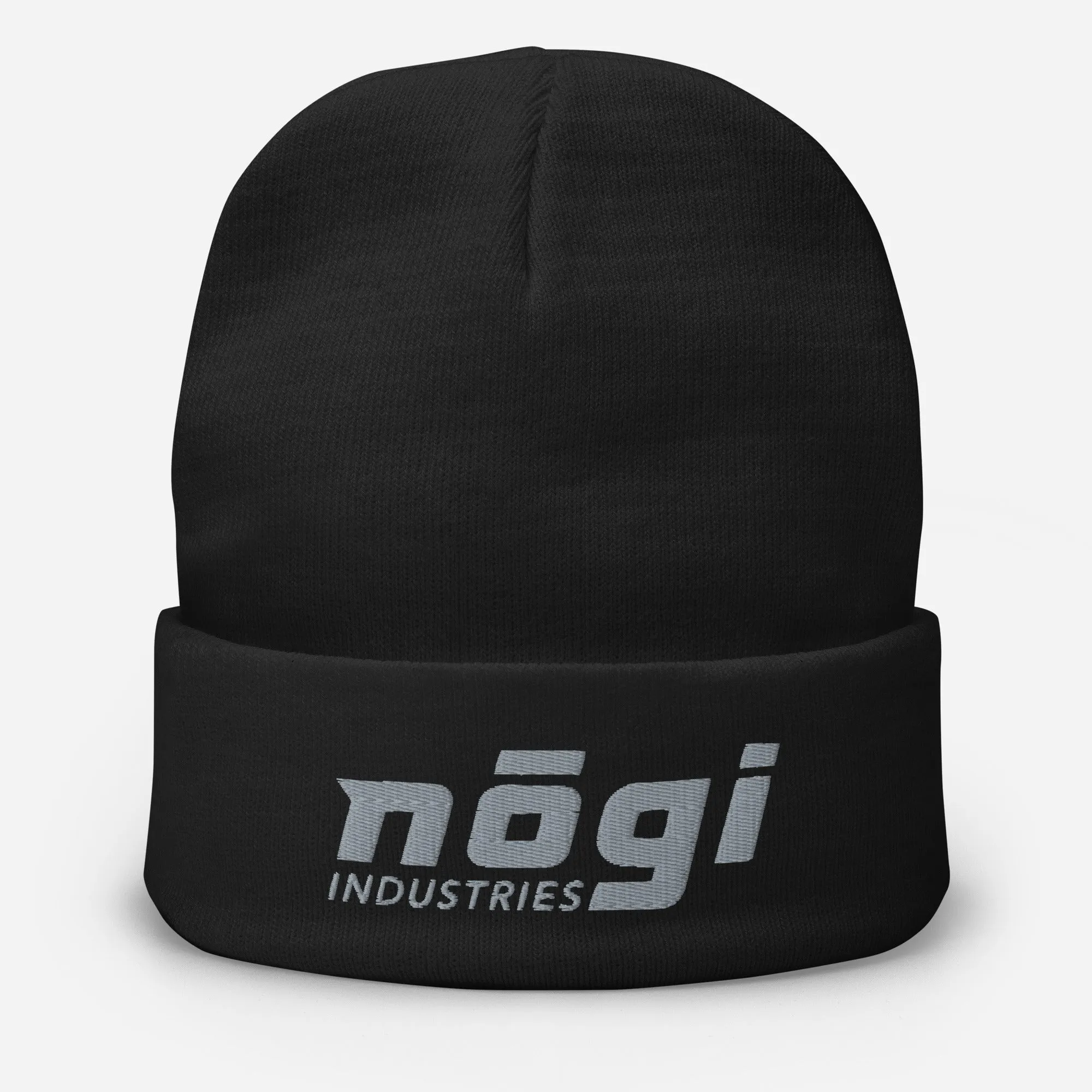Embroidered Beanie w Puff logo (Black & Gray) by Nogi Industries