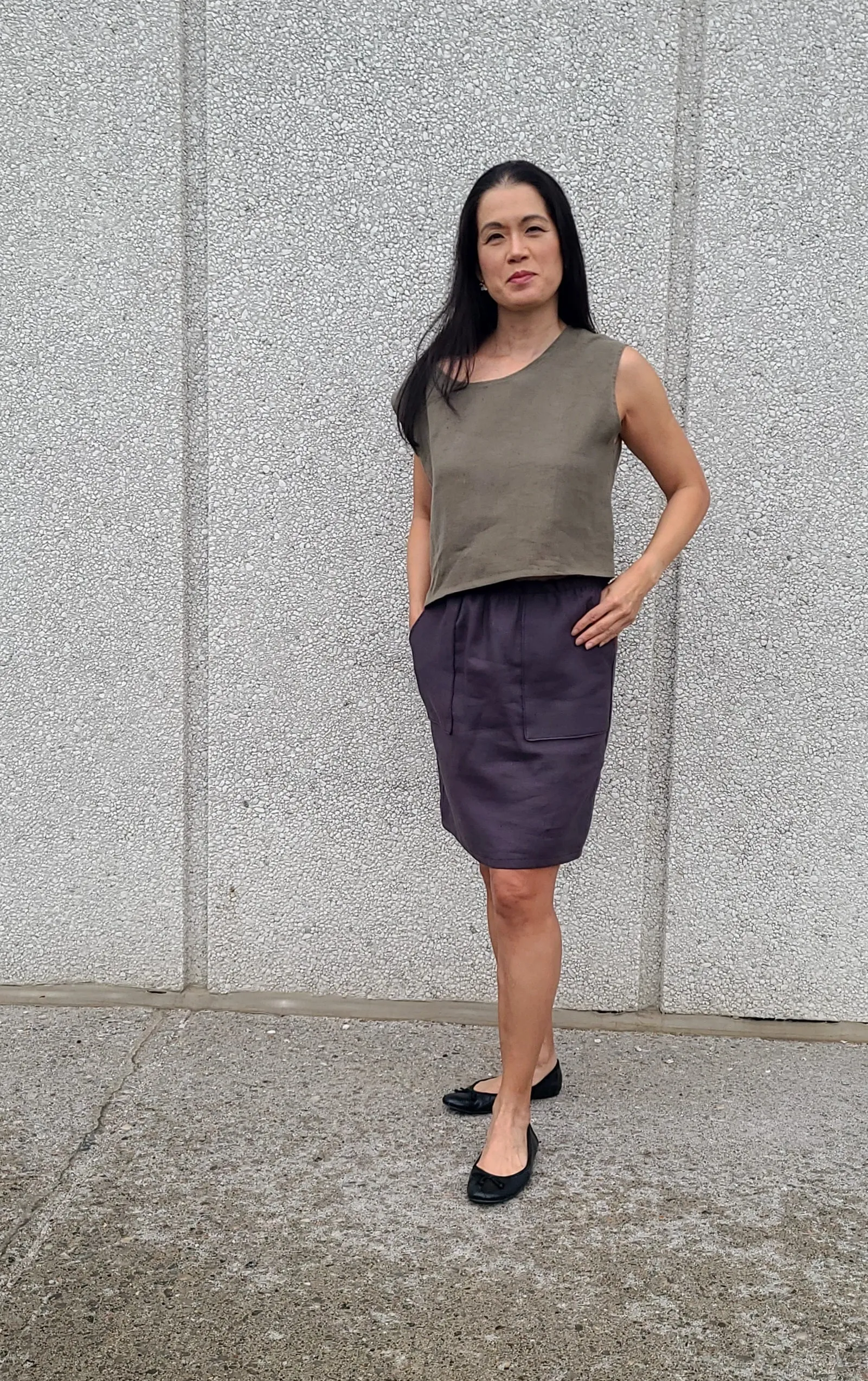 Inez Linen Skirt Charcoal