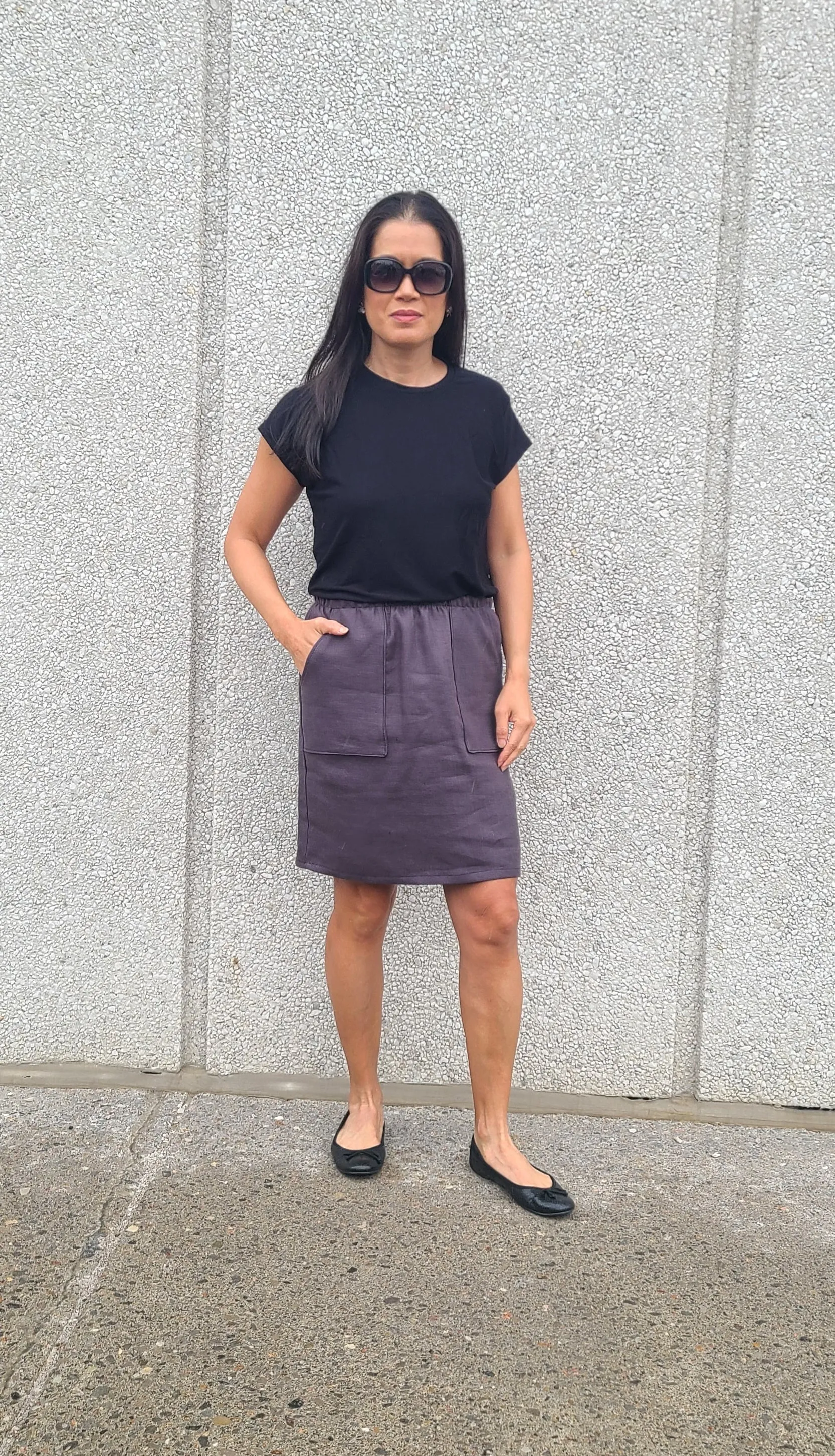 Inez Linen Skirt Charcoal
