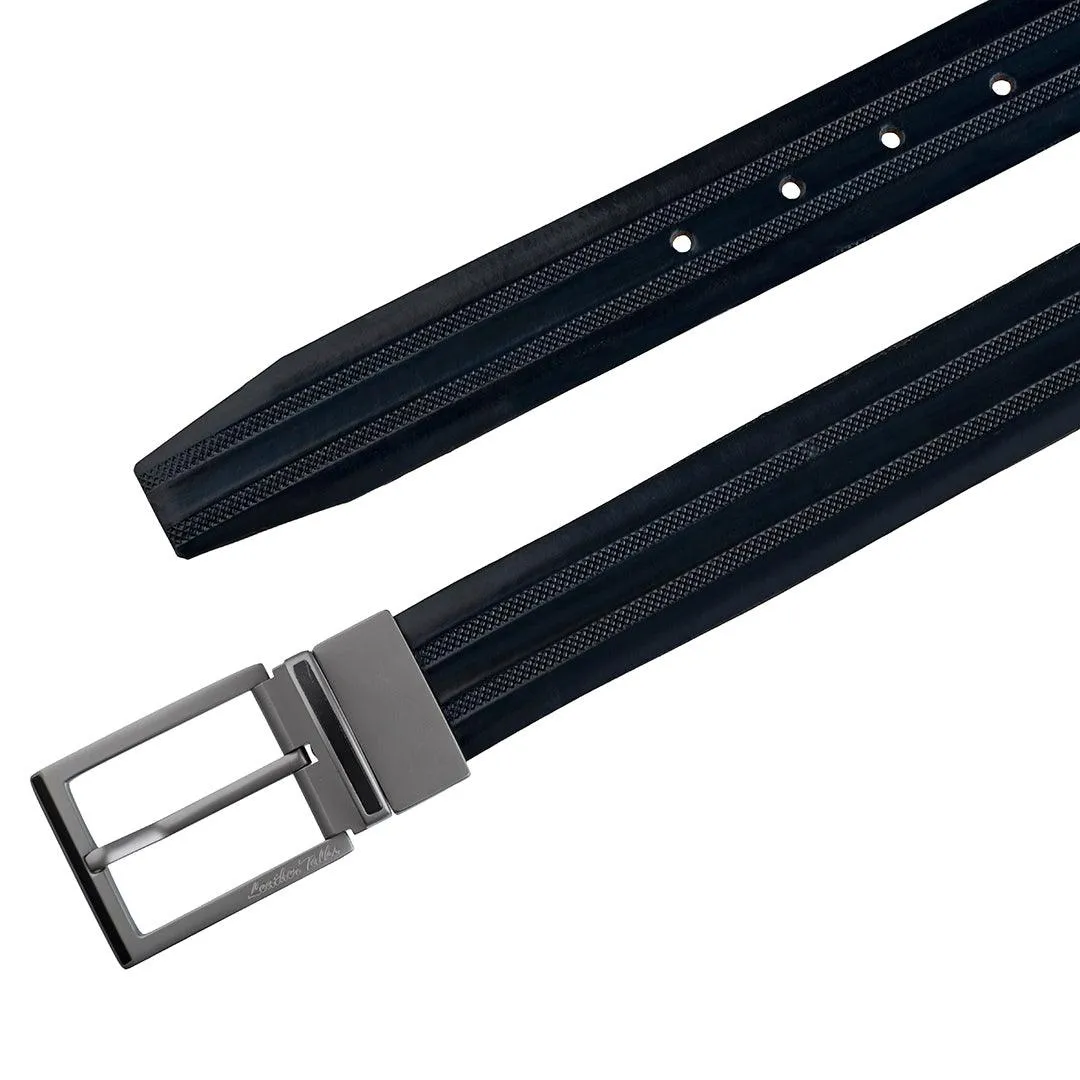 Italian VT Stripe Belt  | Pure Leather Belt For Men  | Color: Blue