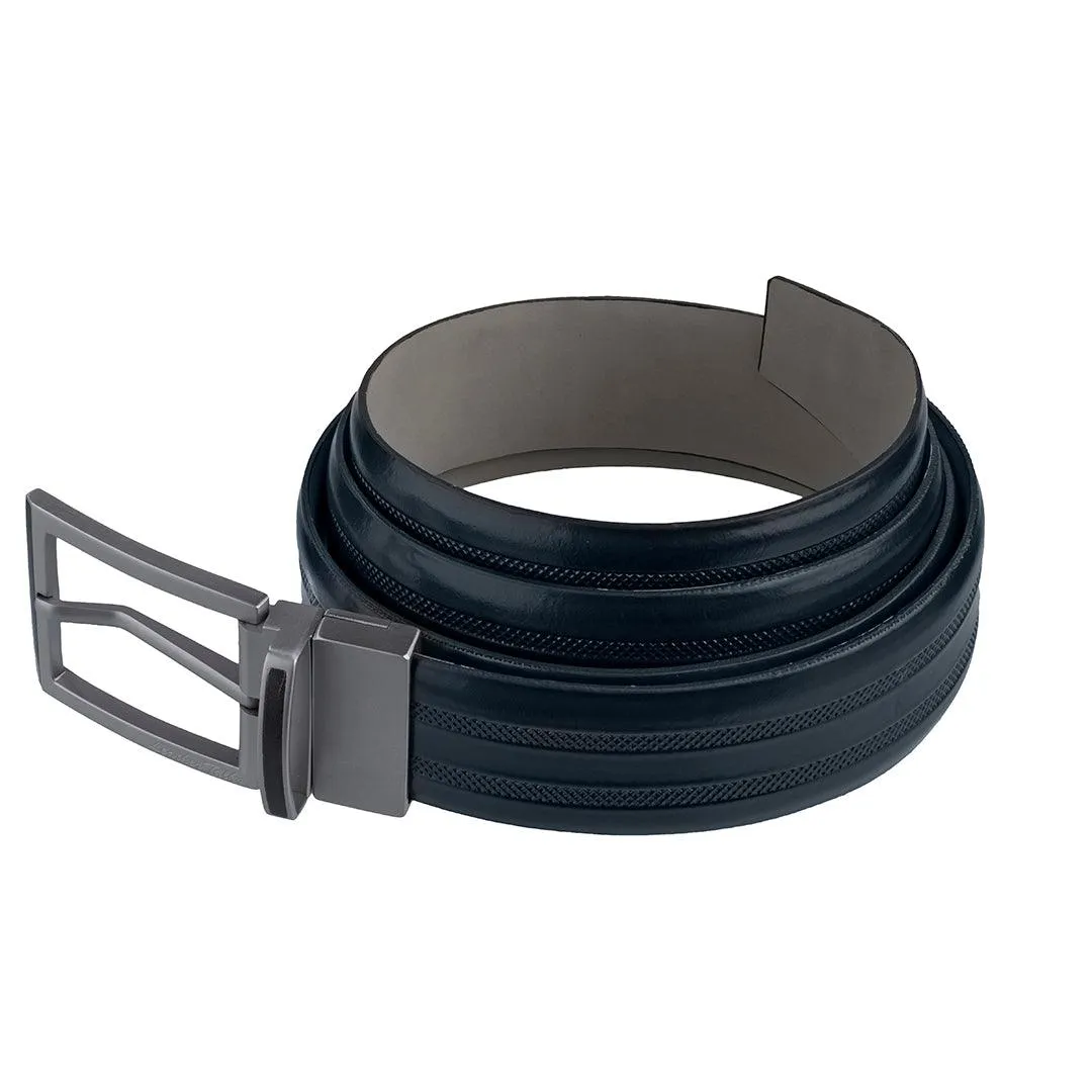 Italian VT Stripe Belt  | Pure Leather Belt For Men  | Color: Blue