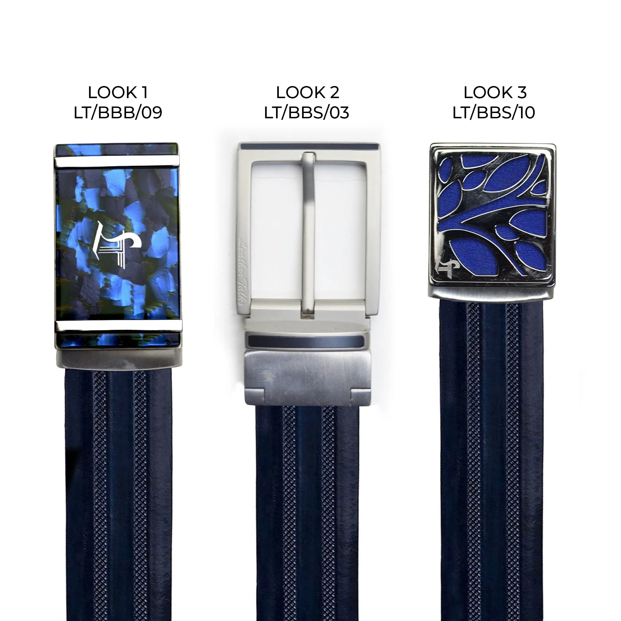 Italian VT Stripe Belt  | Pure Leather Belt For Men  | Color: Blue