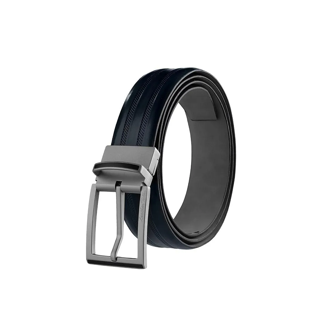Italian VT Stripe Belt  | Pure Leather Belt For Men  | Color: Blue
