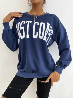 Janine Casual Letter Print Loose Hoodie Top