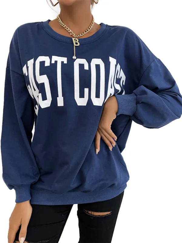Janine Casual Letter Print Loose Hoodie Top