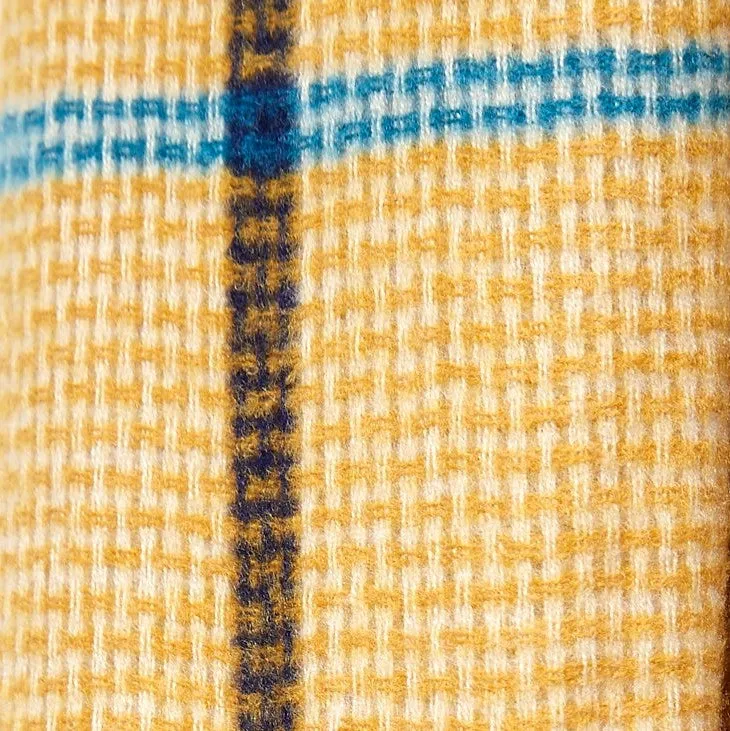 Louche Aoife Fluffy Warm Handle Woven Check Scarf With Tassels - Mustard