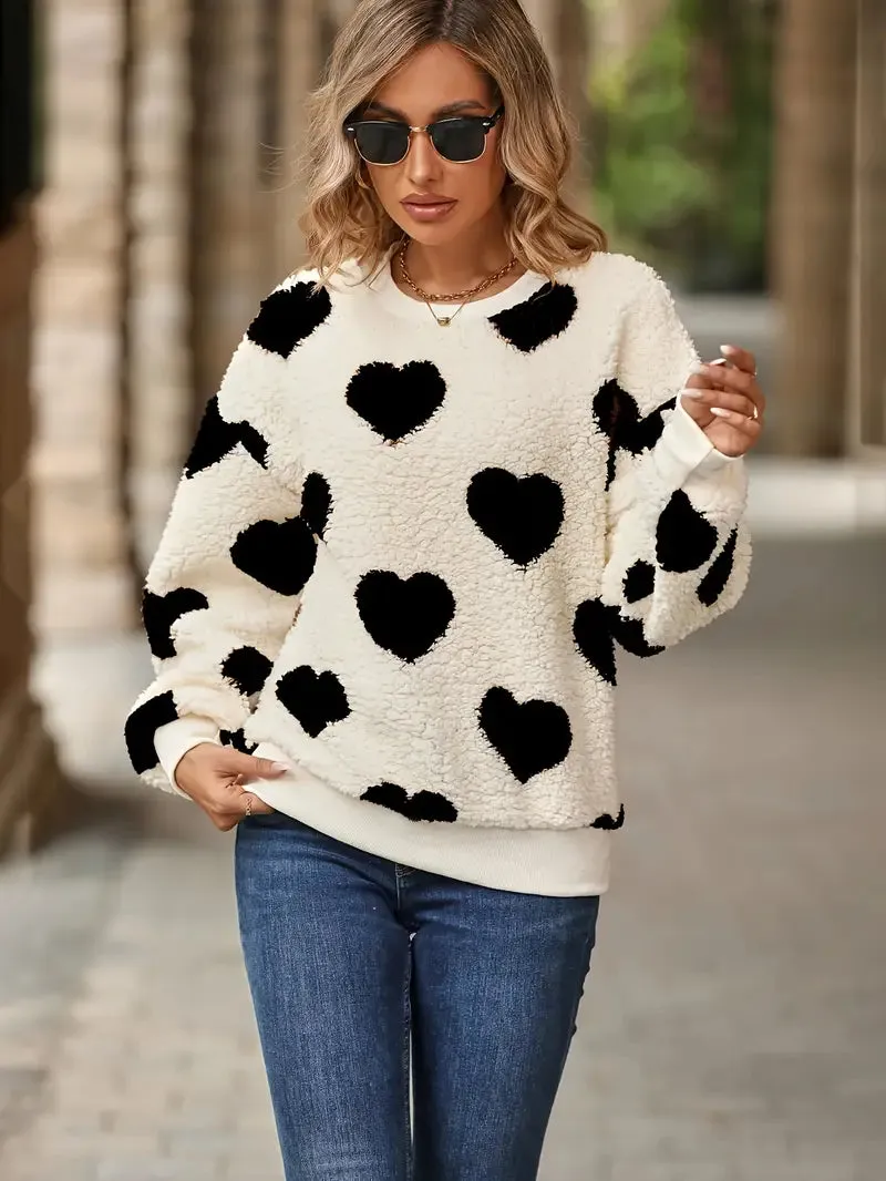Love Print Plush Sweatshirt