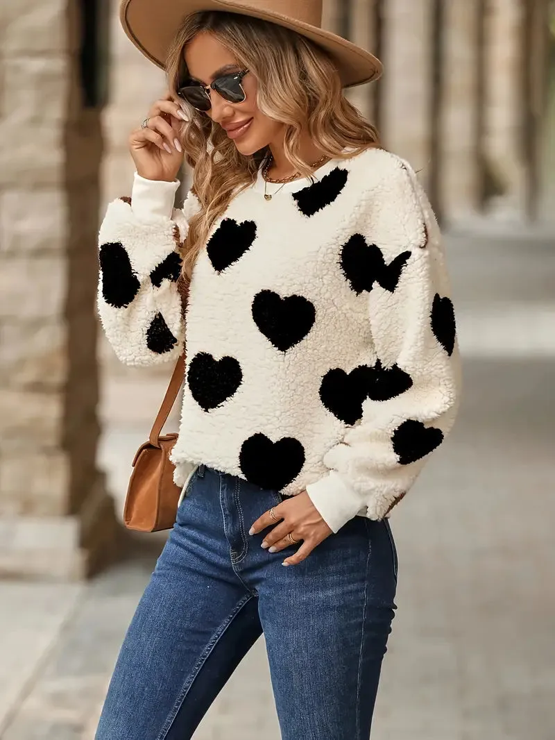 Love Print Plush Sweatshirt