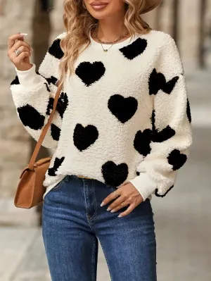 Love Print Plush Sweatshirt