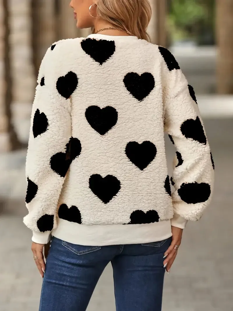 Love Print Plush Sweatshirt