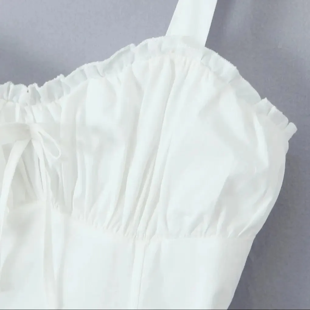 White Corset Stylish Strap Romper